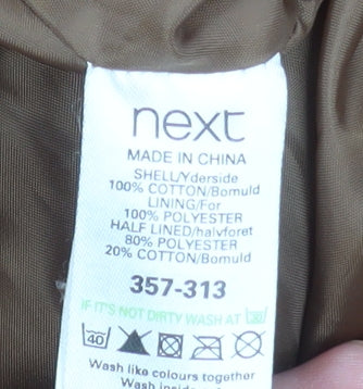 Next Women’s Brown Hooded Anorak Jacket Size 14 Cotton Lined