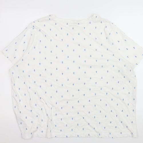 Dunnes Stores Women White Nautical Print Cotton T-Shirt 2XL