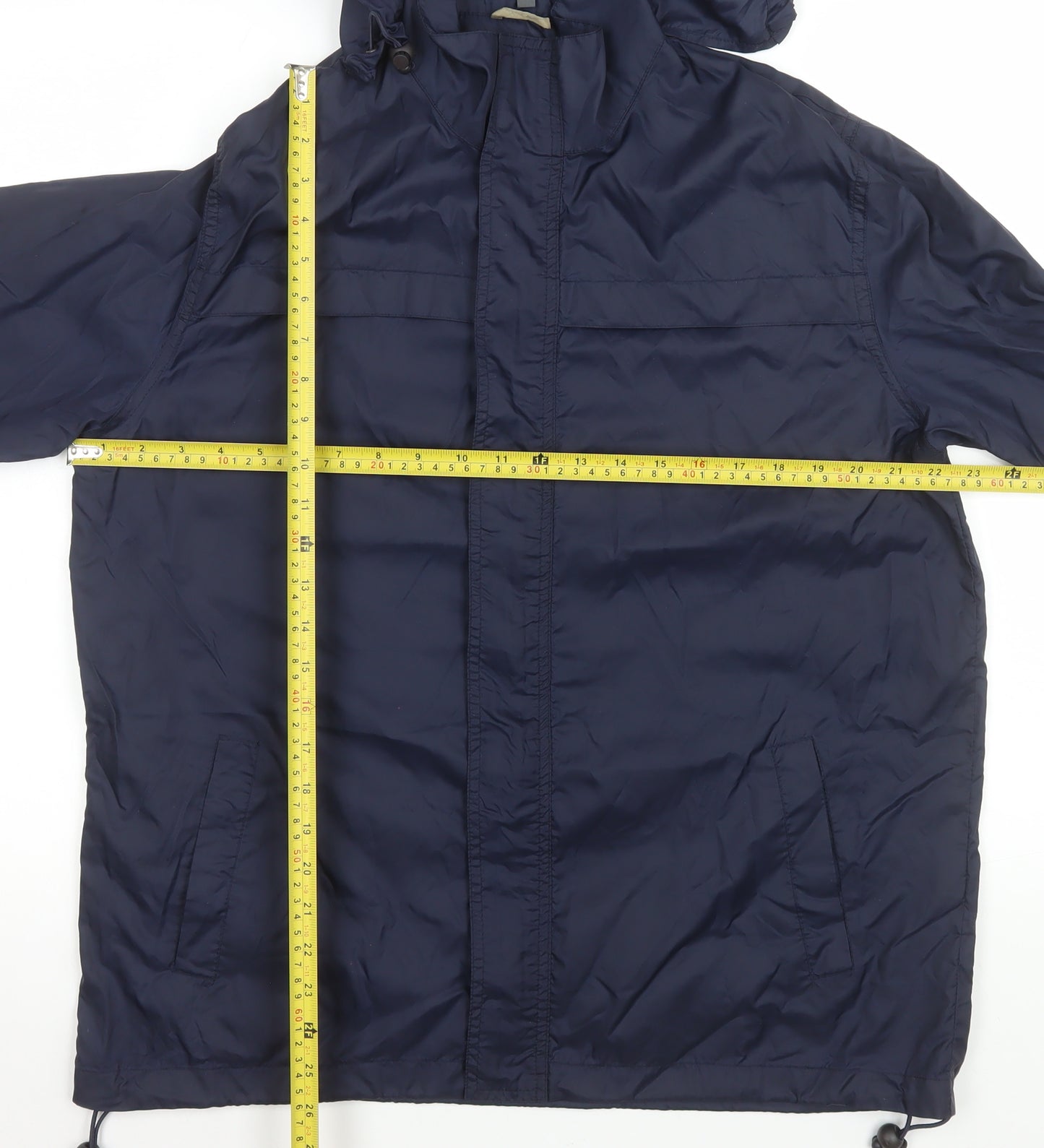 Project Basic Men's Blue Hooded Windbreaker Jacket Size M