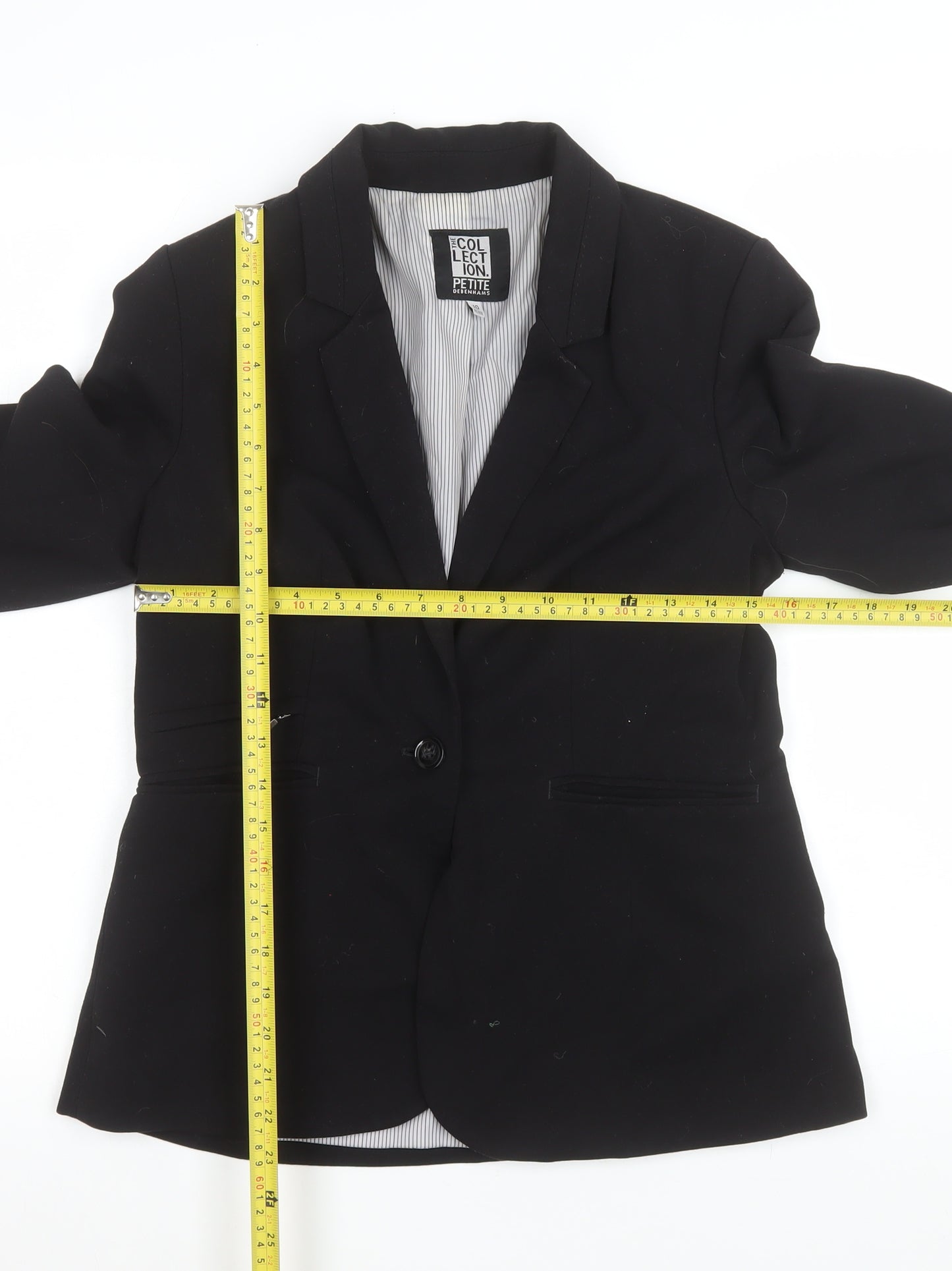 Debenhams The Collection Petite Black Single-Breasted Blazer Size 10