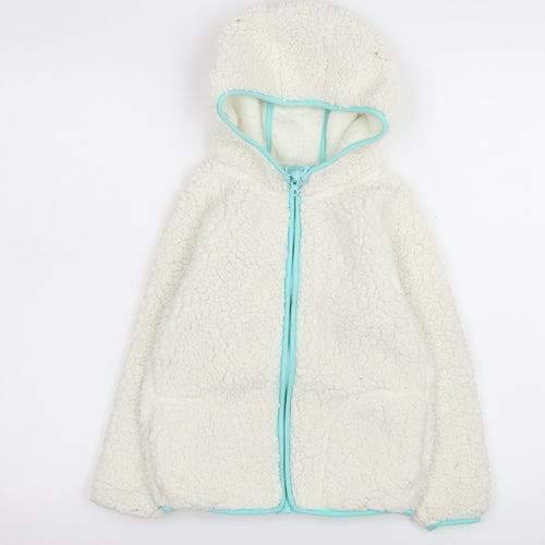 Crane Girls Ivory Hooded Fleece Full Zip Jacket 7-8 Years