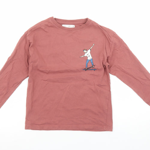 Zara Boys Pink Long Sleeve Skateboard Graphic Cotton T-Shirt 8 Years