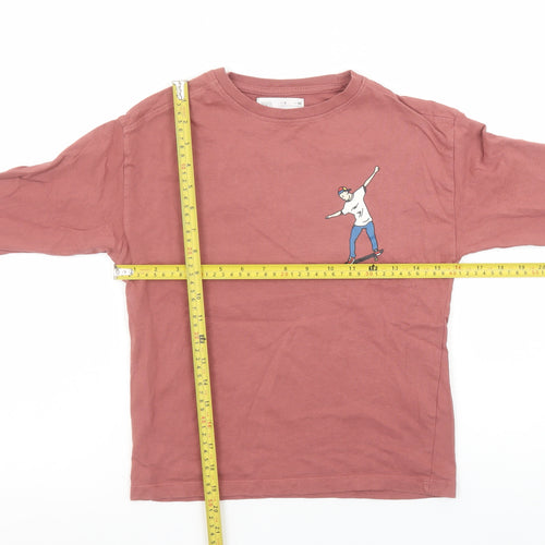Zara Boys Pink Long Sleeve Skateboard Graphic Cotton T-Shirt 8 Years
