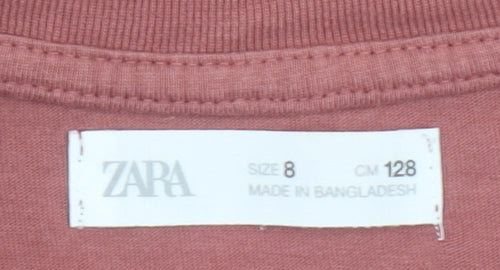 Zara Boys Pink Long Sleeve Skateboard Graphic Cotton T-Shirt 8 Years