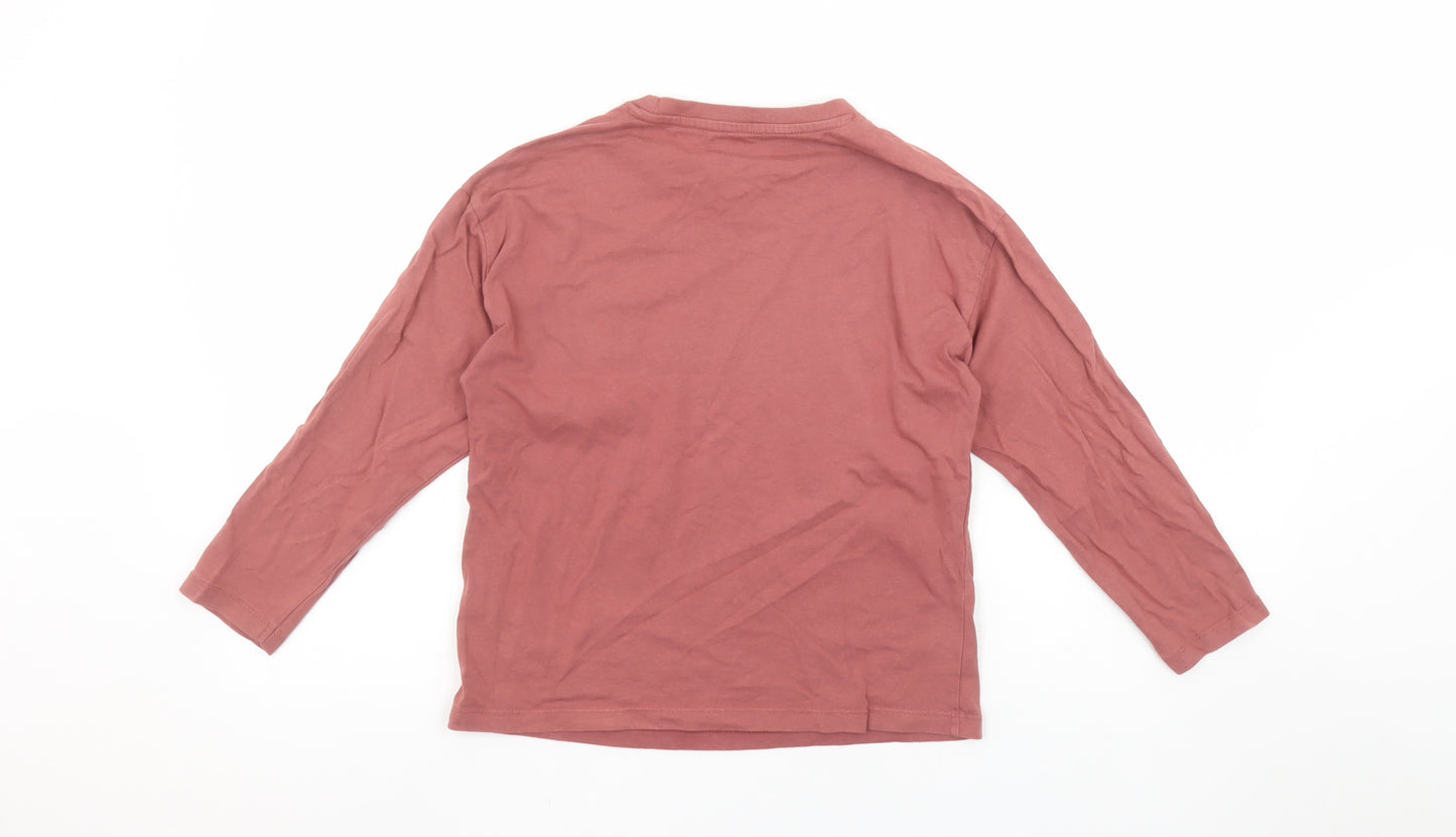 ZARA Boys Brown Long Sleeve Graphic Skateboard Cotton T-Shirt 8 Years