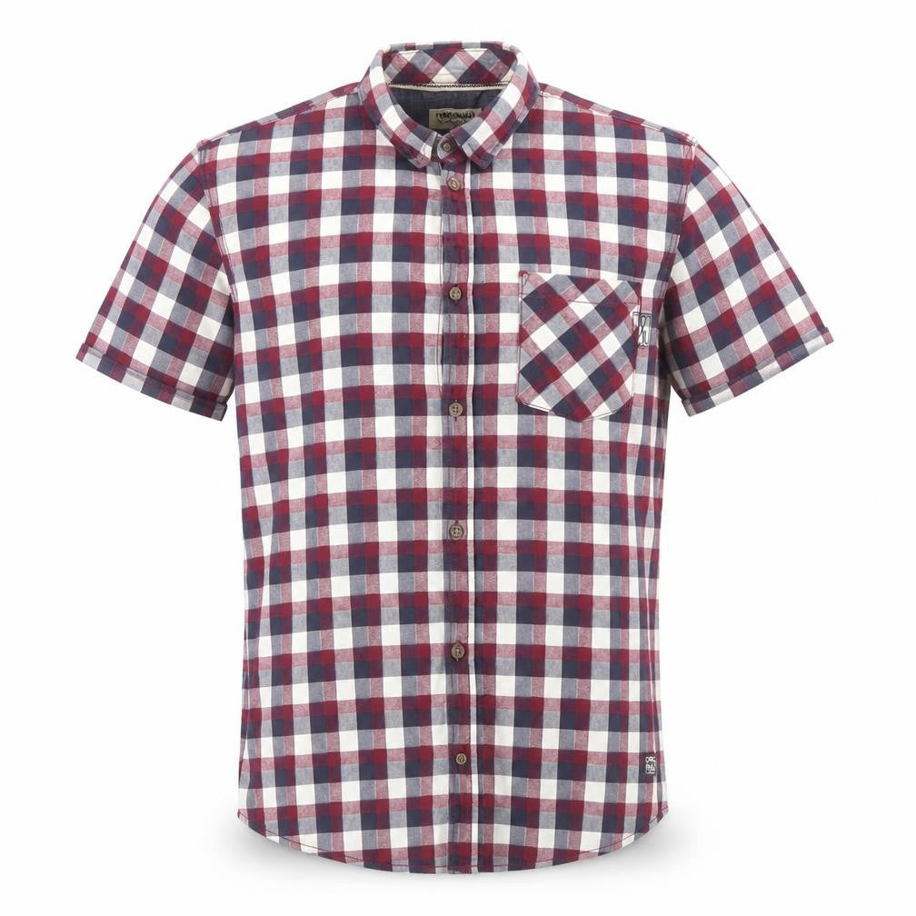 Front view of Jack & Jones Men’s Multicoloured Check Cotton Short Sleeve Shirt, size M