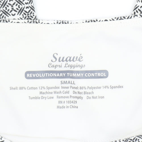 Suavé Womens Black Geometric Capri Leggings Small Tummy Control
