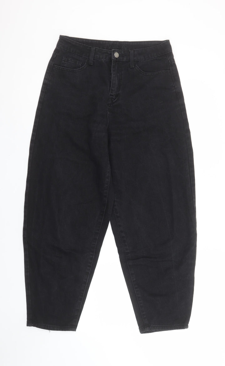 Vila Womens Black High Rise Mom Jeans Size 10 Relaxed Fit