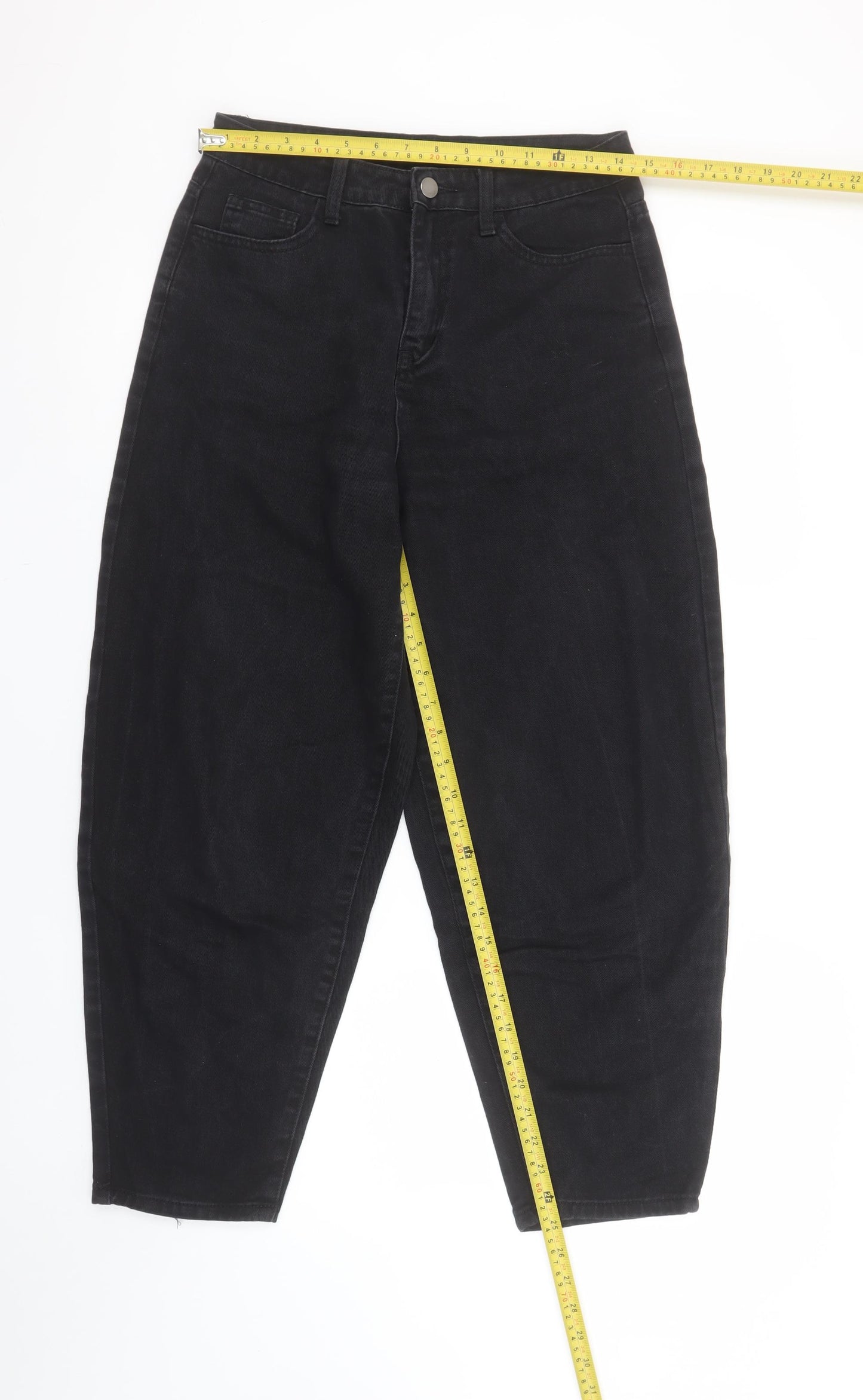 Vila Womens Black High Rise Mom Jeans Size 10 Relaxed Fit