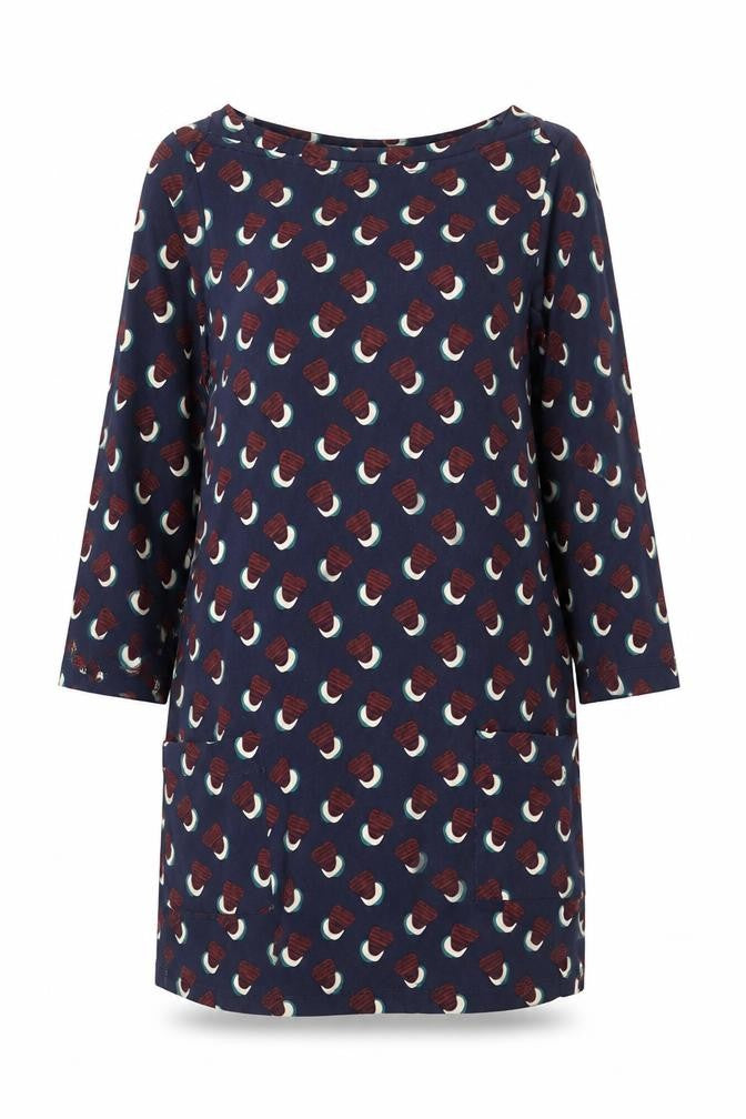 Lily & Me Women’s Blue Geometric Cotton Shift Dress Size 8