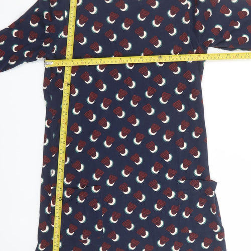 Lily & Me Women’s Blue Geometric Cotton Shift Dress Size 8