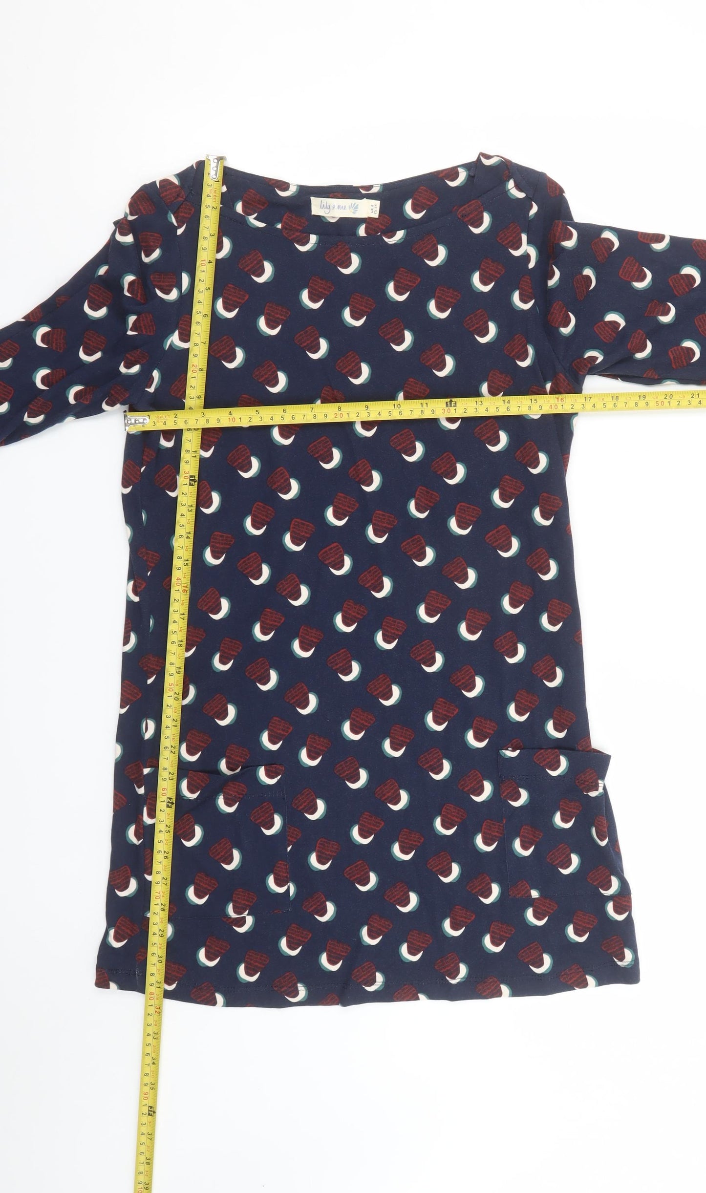 Lily & Me Women’s Blue Geometric Cotton Shift Dress Size 8