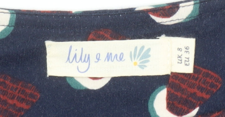 Lily & Me Women’s Blue Geometric Cotton Shift Dress Size 8