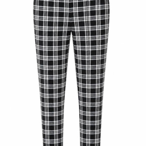 Bershka Women's Black Check Ankle Leggings Size M Stretch Woven
