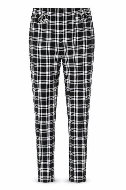 Bershka Women's Black Check Ankle Leggings Size M Stretch Woven