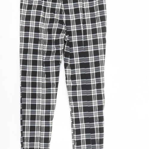 Bershka Women's Black Check Ankle Leggings Size M Stretch Woven