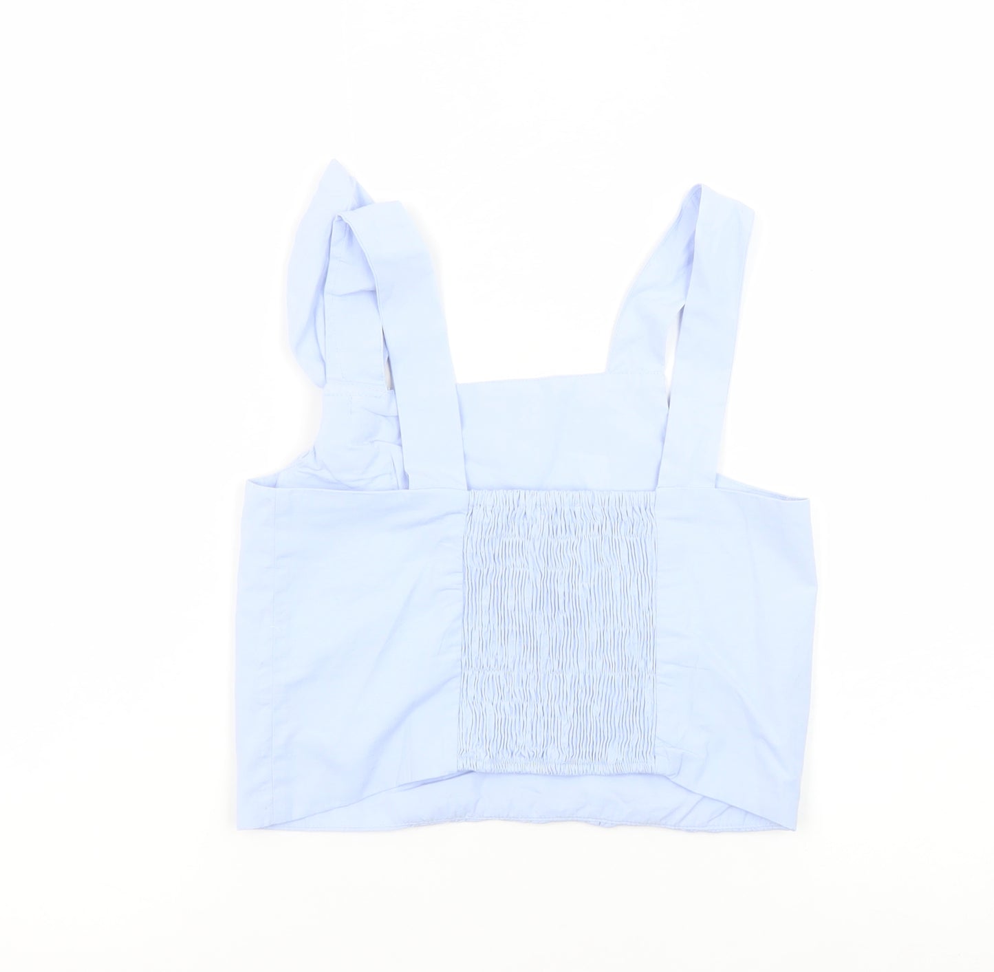 Zara Girls Blue Cotton Cropped Tank Top 13-14 Years with Bow Detail