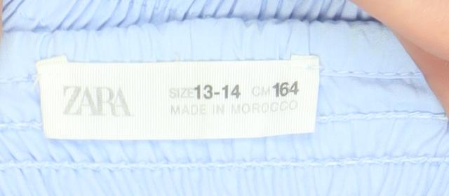 Zara Girls Blue Cotton Cropped Tank Top 13-14 Years with Bow Detail