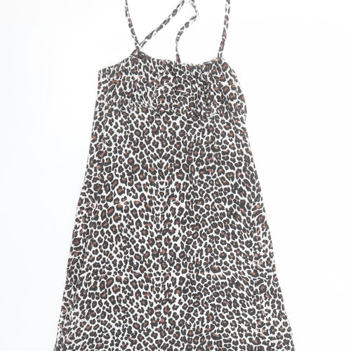 PrettyLittleThing Women’s Brown Leopard Print Slip Dress Size 6