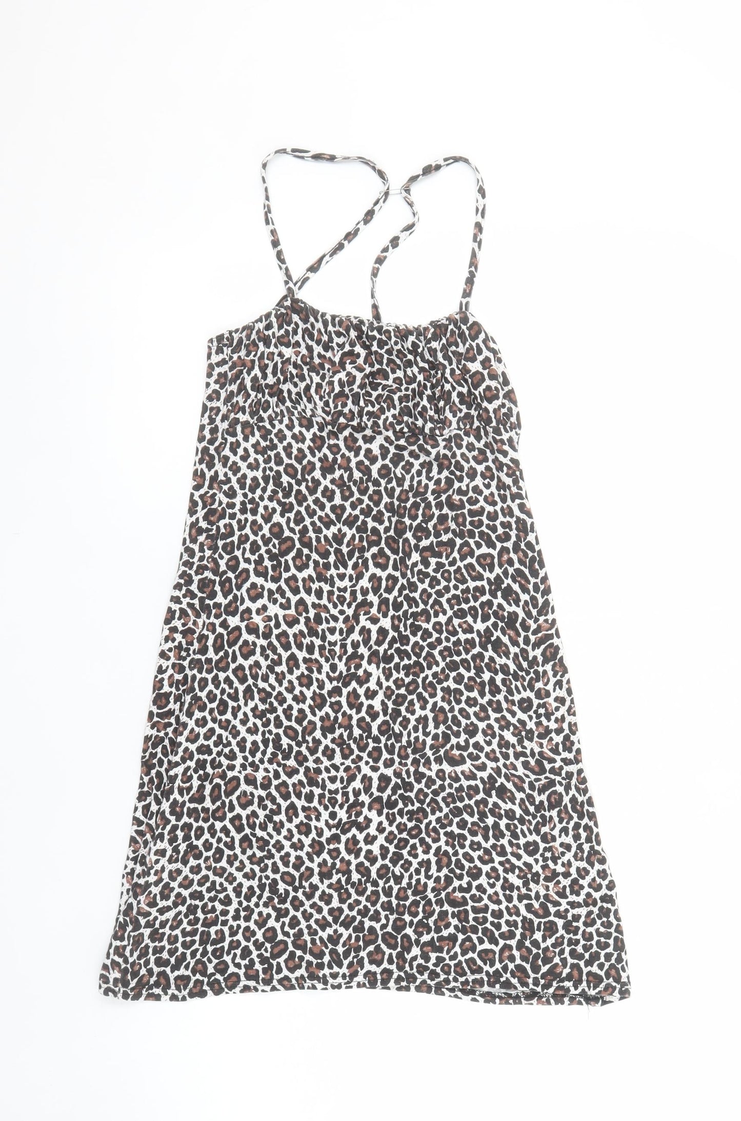 PrettyLittleThing Women’s Brown Leopard Print Slip Dress Size 6