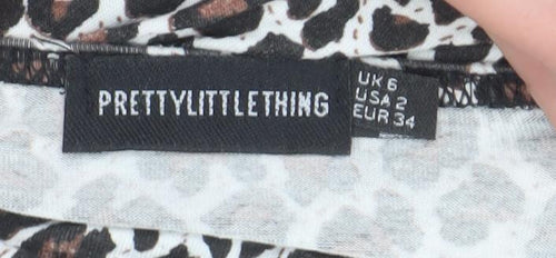 PrettyLittleThing Women’s Brown Leopard Print Slip Dress Size 6