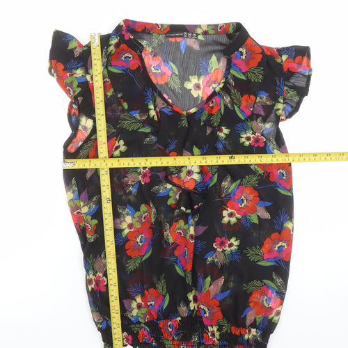 Atmosphere Women's Black Floral Ruffle Blouse Size 10 Polyester