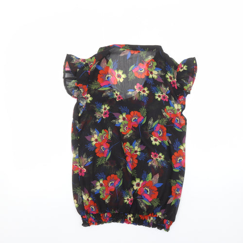 Atmosphere Women's Black Floral Ruffle Blouse Size 10 Polyester