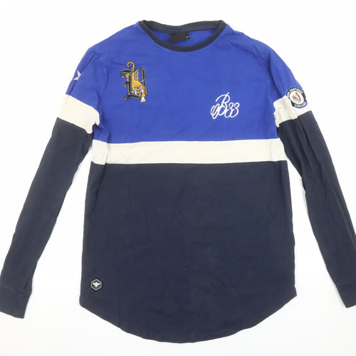 Bee Inspired Men Blue Colourblock Long Sleeve Slim Fit T-Shirt M