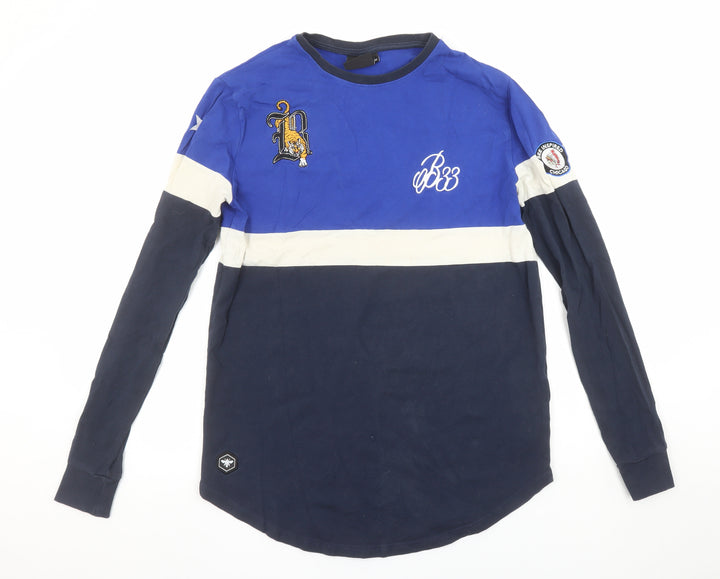 Bee Inspired Men Blue Colourblock Long Sleeve Slim Fit T-Shirt M