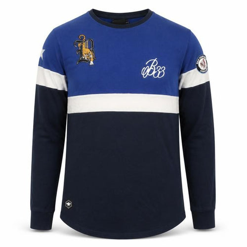 Bee Inspired Men Blue Colourblock Long Sleeve Slim Fit T-Shirt M