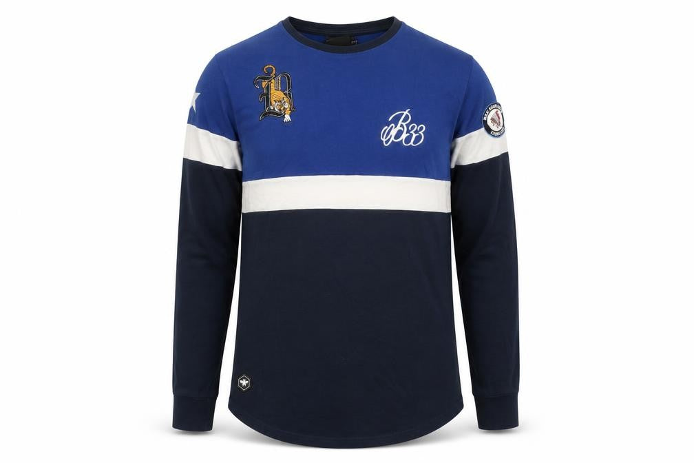 Bee Inspired Men Blue Colourblock Long Sleeve Slim Fit T-Shirt M