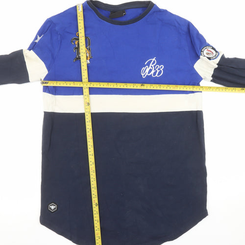 Bee Inspired Men Blue Colourblock Long Sleeve Slim Fit T-Shirt M