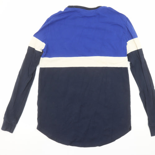 Bee Inspired Men Blue Colourblock Long Sleeve Slim Fit T-Shirt M
