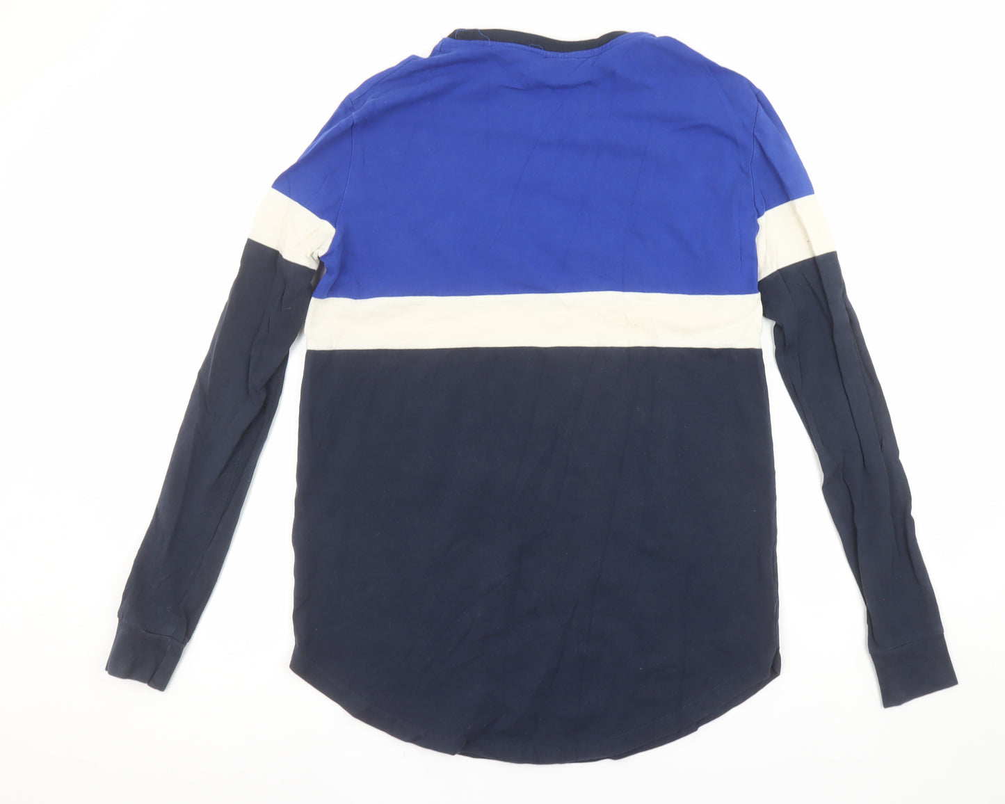 Bee Inspired Men Blue Colourblock Long Sleeve Slim Fit T-Shirt M