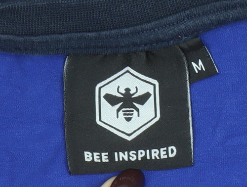 Bee Inspired Men Blue Colourblock Long Sleeve Slim Fit T-Shirt M