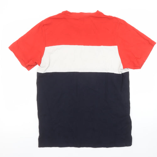 Pull & Bear Men’s Multicoloured Colourblock Cotton T-Shirt M Crew Neck