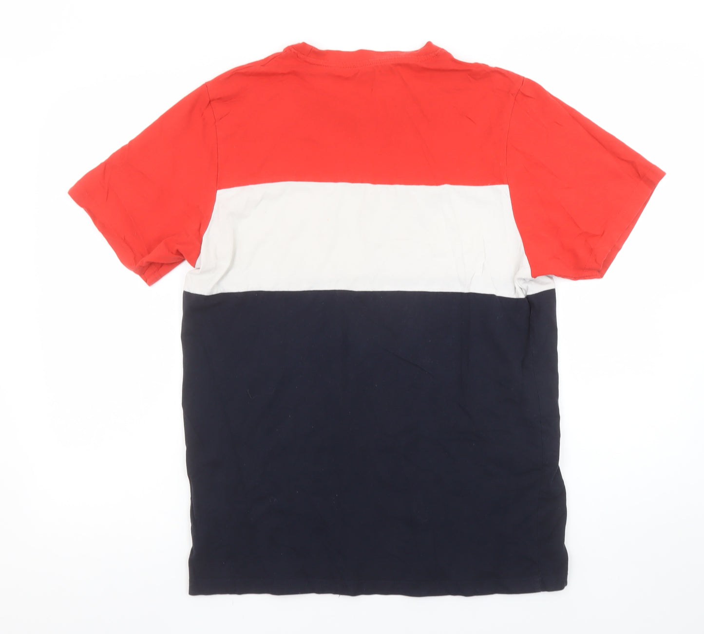Pull & Bear Men’s Multicoloured Colourblock Cotton T-Shirt M Crew Neck