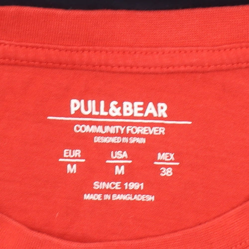 Pull & Bear Men’s Multicoloured Colourblock Cotton T-Shirt M Crew Neck