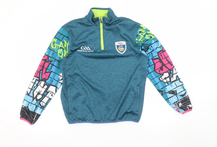 Masita Boys Blue Graphic 1/4 Zip Pullover Sweatshirt Size 4 Years