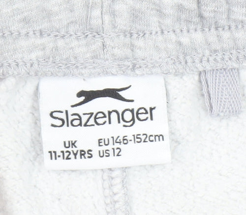 Slazenger Boys Grey Jogger Trousers 11-12 Years Elastic Waist Pockets
