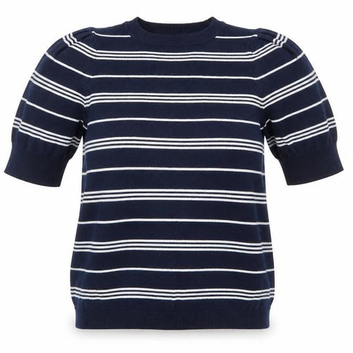 Marks and Spencer Womens Blue Striped Short Sleeve Knit Jumper Size 8