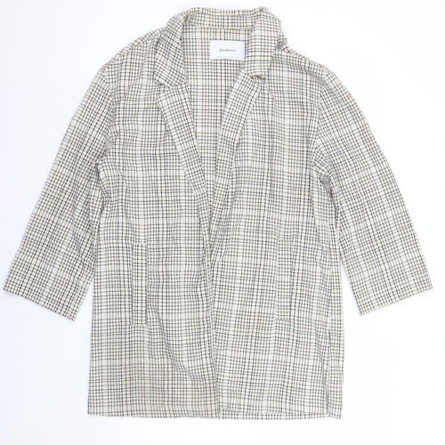 Stradivarius Women Beige Check Blazer Size 10 Regular Fit
