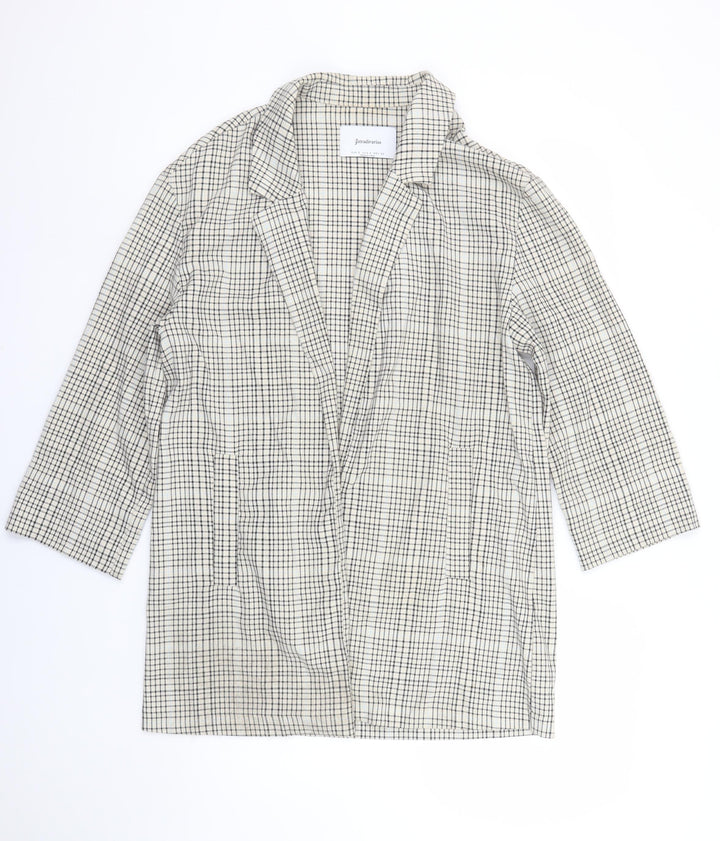 Stradivarius Women Beige Check Blazer Size 10 Regular Fit