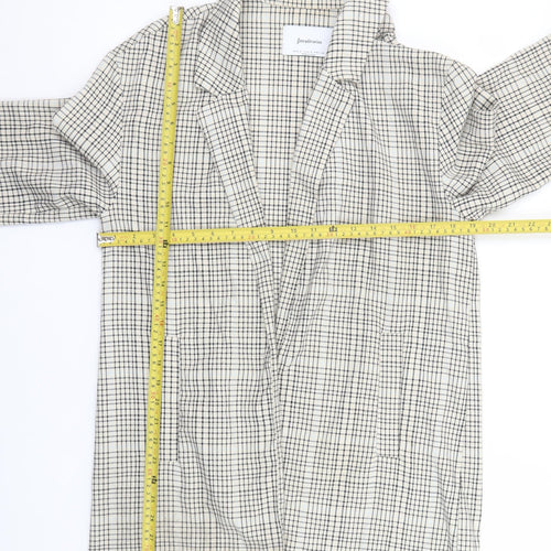 Stradivarius Women Beige Check Blazer Size 10 Regular Fit