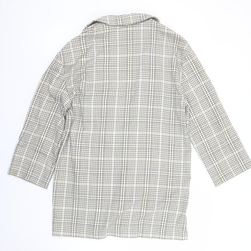 Stradivarius Women Beige Check Blazer Size 10 Regular Fit