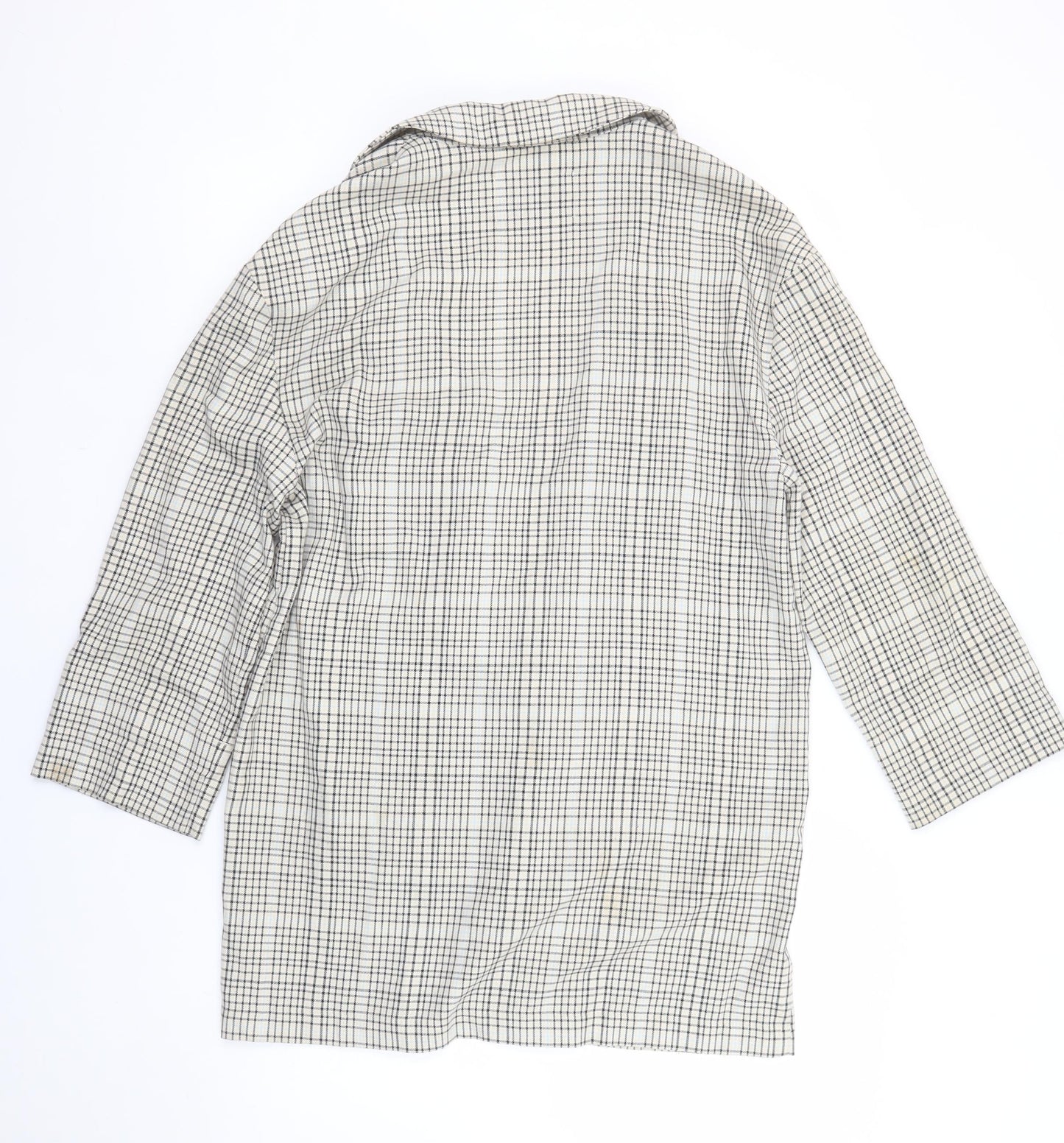 Stradivarius Women Beige Check Blazer Size 10 Regular Fit