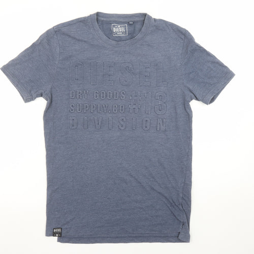Diesel Men's Blue Crew Neck Short Sleeve Graphic T-Shirt Medium