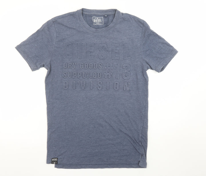 Diesel Men's Blue Crew Neck Short Sleeve Graphic T-Shirt Medium