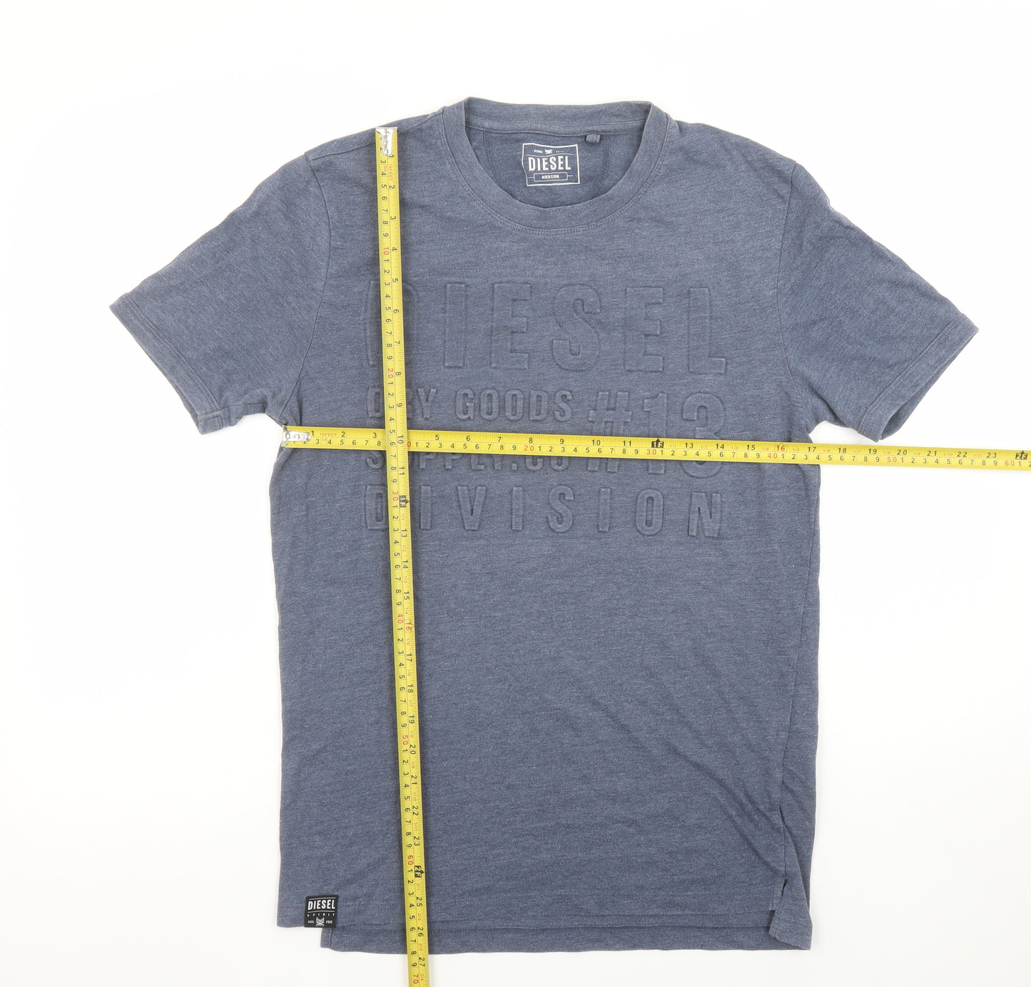 Diesel Men's Blue Crew Neck Short Sleeve Graphic T-Shirt Medium