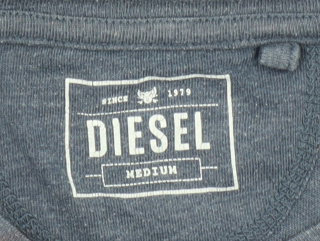 Diesel Men's Blue Crew Neck Short Sleeve Graphic T-Shirt Medium